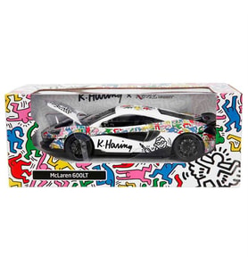 1:32 Sesli ve Işıklı RMZ Hobby Keith Haring Serisi Die Cast Çek Bırak Model Araba - Beyaz Mclaren 600lt