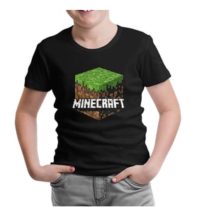 Minecraft - Cube Siyah Çocuk Tshirt