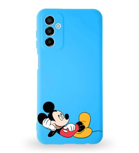 Samsung Galaxy M23 Uyumlu Lansman Kılıf Altı Kapalı İçi Kadife  Mickey Mouse-F Tasarımlı  Kapak (Şeffaf)