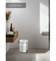 Pedallı Banyo Çöp Kovası Paslanmaz 3 Lt Mutfak Çöp Kutusu Beyaz