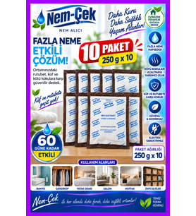 YEMEK DOLABI NEMÇEK NEM EMİCİ ÇEKİCİ RUTUBET ALICI KÜF ÖNLEYİCİ KÖTÜ KOKU GİDERİCİ 2000 GR 10 PAKET
