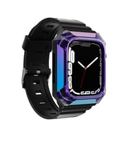 Apple Watch 44mm Uyumlu Zore KRD-88 Sert PC Kasa Koruyuculu Silikon Kordon (Mor)