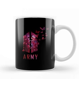 Bts Wings Logo With Destructive Butterfly Red Galaxy Army Kpop Kupa Bardak Porselen