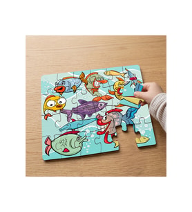 Renkli Çeşitli Balıklar Tasarımlı 24 Parça Ahşap Çocuk Puzzle MPK0585
