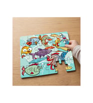 Renkli Çeşitli Balıklar Tasarımlı 24 Parça Ahşap Çocuk Puzzle MPK0585