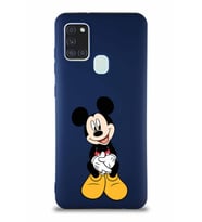 Samsung Galaxy A21S Soft Premier Kapak Mickey Mouse-A Tasarımlı Silikon Kılıf - Lacivert (Şeffaf)