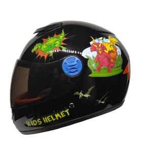 M201VR Dino Black Motosiklet Çocuk Kaskı Full Face Kids Kask