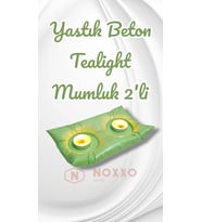 Dekoratif El Yapımı Beton Yastık Mumluk 2’li Tealight Mumluk Modern Dekor İç Mekan İçin Şık Tasarım (Yeşil)