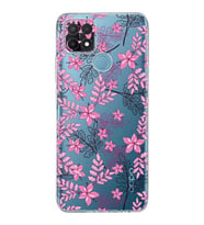 PrintiFy Oppo A15 Uyumlu Kamera Korumalı Floral Pembe Tasarımlı Şeffaf Silikon Kılıf