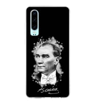 Huawei P30 Uyumlu Kapak Atatürk Tasarımlı Şeffaf Silikon Kılıf