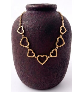 Çoklu Kalp Tasarım Gold 45 Cm Kadın Çelik Kolye