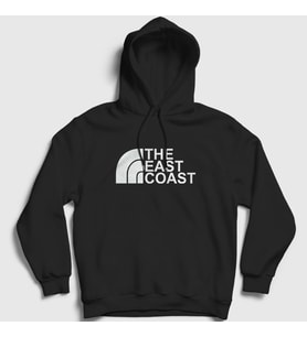 Presmono Unisex Beyaz Logo The East Coast Kapüşonlu Sweatshirt 503550tt (Siyah)