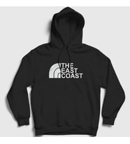 Presmono Unisex Beyaz Logo The East Coast Kapüşonlu Sweatshirt 503550tt (Siyah)
