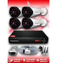 BAYICAM 4 Kameralı Uzay 4 Dış Kamera Set HDD'siz Full HD Gece Görüşlü Güvenlik Kamerası Sistemi