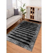 Dijital Kaymaz Taban Yıkanabilir Renkli Salon Halısı Mutfak Halısı Yolluk ND-SD-247 (Siyah)