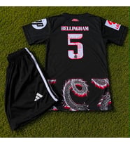 Yeni Sezon Real Madird 2025/26 Sezonu BELLINGHAM Dragon Desenli Konsept Çocuk Forması 2Li Set siyah