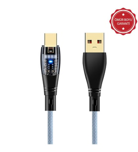 ScHitec 6A 120W UsbA to Type-C 1Metre Hızlı Data ve Şarj Kablosu Mavi YK234M