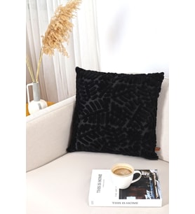 Bohem Özel Tasarım Punch Panç Desen Kare Dekoratif Kırlent Kılıfı 50x50 cm Forest Siyah