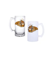Ghostbastır Design Sarhoş Kaplan Kulplu Bira Bardağı Buzlu veya Şeffaf Seçenekli 0193