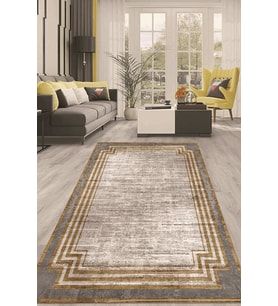 Dijital Kaymaz Taban Yıkanabilir Modern Renkli Salon Halısı Mutfak Halısı Yolluk ND-HT-662 (Gri)