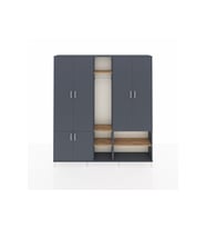 Arges Dolap 15 Raflı 5 Kapaklı Tek Askılı 220x30x243 Antrasit-Antrasit/Çam