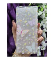 Samsung Galaxy A53 Uyumlu Renkli Kelebekler Desenli Şeffaf Telefon Kılıfı