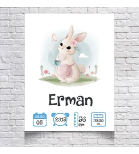 Sevimli Tavşan Temalı Yaş Panosu