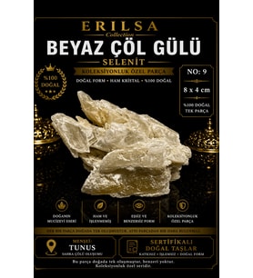 Sertifikalı Beyaz Çöl Gülü Selenit Taşı Kütle - 8x4 cm Koleksiyonluk Doğal Tek Parça