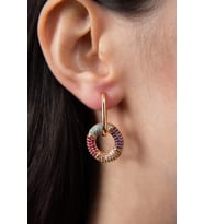 Elika Silver Kadın Renkli Taşlı Rose Gold Halka Model Küpe (STD)