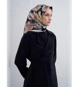ARMİNE TİVİL İPEK EŞARP 9403-84 (Siyah-Gri)