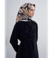 ARMİNE TİVİL İPEK EŞARP 9403-84 (Siyah-Gri)