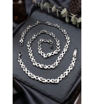 Paslanmaz Çelik Euro Kral Model Erkek Kolye Zincir Ve Bileklik Set 8Mm 902921