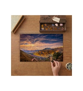 Dağlar Arasından Gün Batışı Tasarımı 240 parça Ahşap Puzzle Ahşap Kutuda MP05227