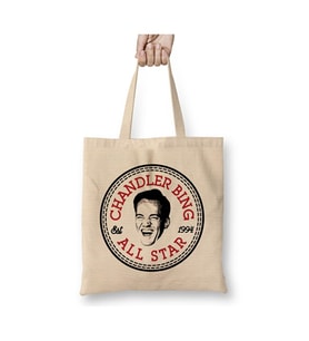 Chandler Bing Friends All Star Beyaz Bez Çanta Uzun Saplı Alışveriş Çantası