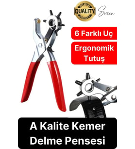6 Uçlu Kemer ve Deri Delme Delici Aleti Ergonomik Saplı Metal Çelik Delgeç Hızlı Pratik Kolay Zımba