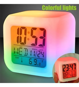 Led Dijital Renkli Masa Saati Alarm Termometre Tarih Masaüstü Saat (5680)