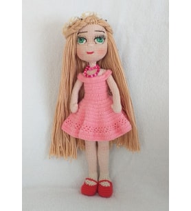 Pembe Prenses Bebek Amigurumi Organik Oyuncak