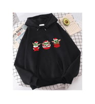 Baby Yoda Yılbaşı Ruhu Kapşonlu Sweatshirt (Siyah)
