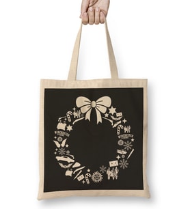 Supernatural Christmas Wreath Pattern Bez Çanta Uzun Saplı