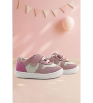 Rakerplus Bob Hakiki Deri Pudra Pembe Barefoot Cırtlı Lastikli Bebek Sneaker Ayakkabı