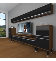 Decoraktiv Ekoflex 9 Mdf Silver Tv Ünitesi Tv Sehpası - Ceviz Siyah (Siyah - Ceviz)