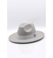 Gri Fötr Şapka Ayarlanabilir İpli Panama Hat