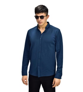 Erkek Spor Jakarlı Uzun Kol Gömlek R6530 BGL-ST03205 (Petrol)