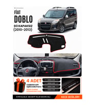 FIAT DOBLO D3 (2010-2013) KAPAKSIZ Uyumlu Torpido Örtüsü Torpido Kılıfı - Siyah Kırmızı