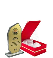 Kadife Kutulu Cam Plaket - Lüks Kutulu Kristal Plaket - Kutulu Cam Plaket (Kırmızı)
