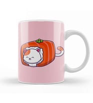 Cute Cat Sushi Salmon 01 Kupa Bardak Porselen