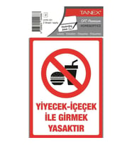 TANEX UYR-121 UYARI ETİKETİ - YİYECEK-İÇECEK İLE GİRMEK YASAKTIR 2'Lİ
