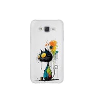 Samsung Galaxy J7 ile Uyumlu Splash Kedi Tasarımlı Şeffaf Silikon Kılıf