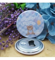 15 Adet Ayııcklı Mavi  Baskılı Bebek Şekeri Metal Magnet Açacak 58 mm-