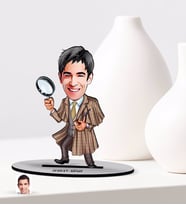 BK Gift Kişiye Özel Müfettiş Karikatürlü Ahşap Biblo Model-1